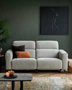 Light Grey Fabric Recliner Two-seater Sofa For Living Room