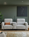 Light Grey Fabric Recliner Two-seater Sofa Console For Living Room