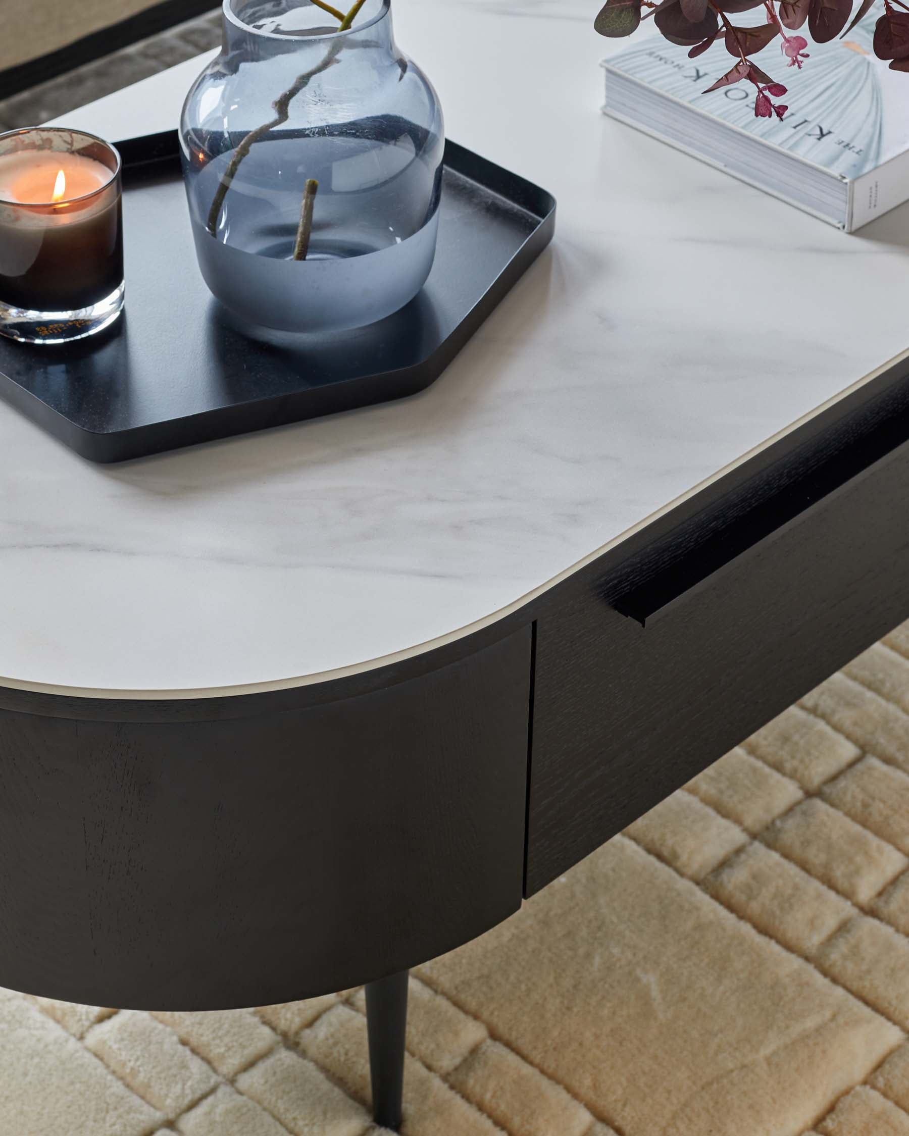 marbled ceramic coffee table for Modern Living Room Spaces