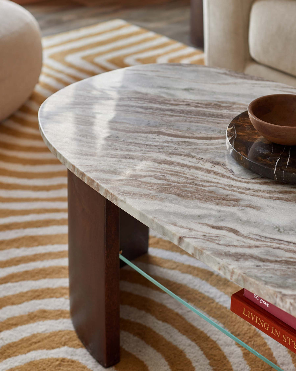 Wood Toronto Marble Coffee Table With Mango Wood