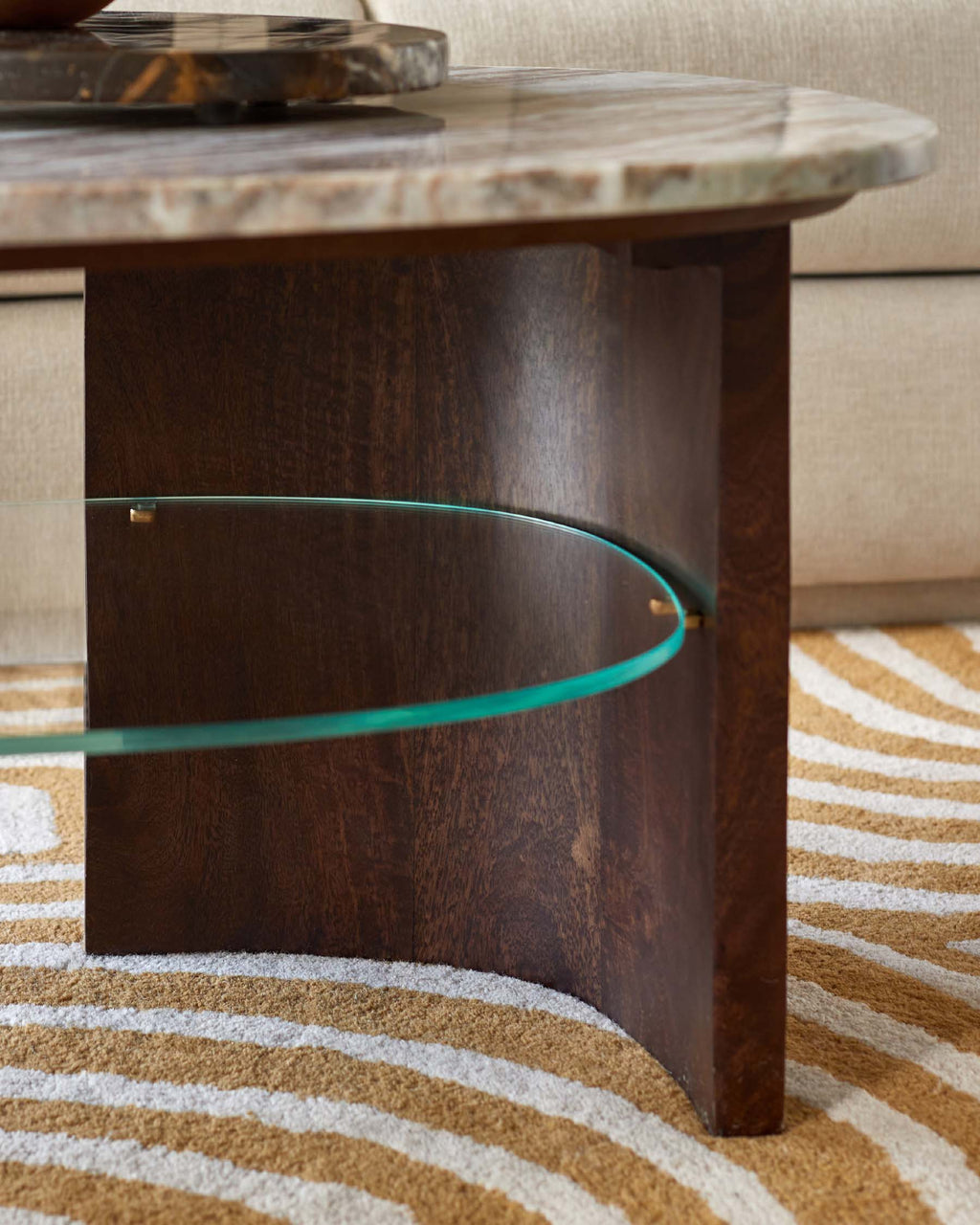 Wood Toronto Marble Coffee Table With Mango Wood