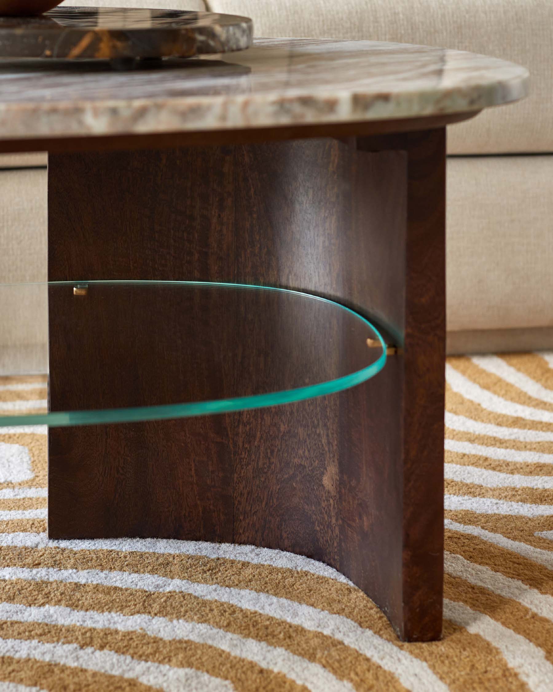 Wood Toronto Marble Coffee Table With Mango Wood