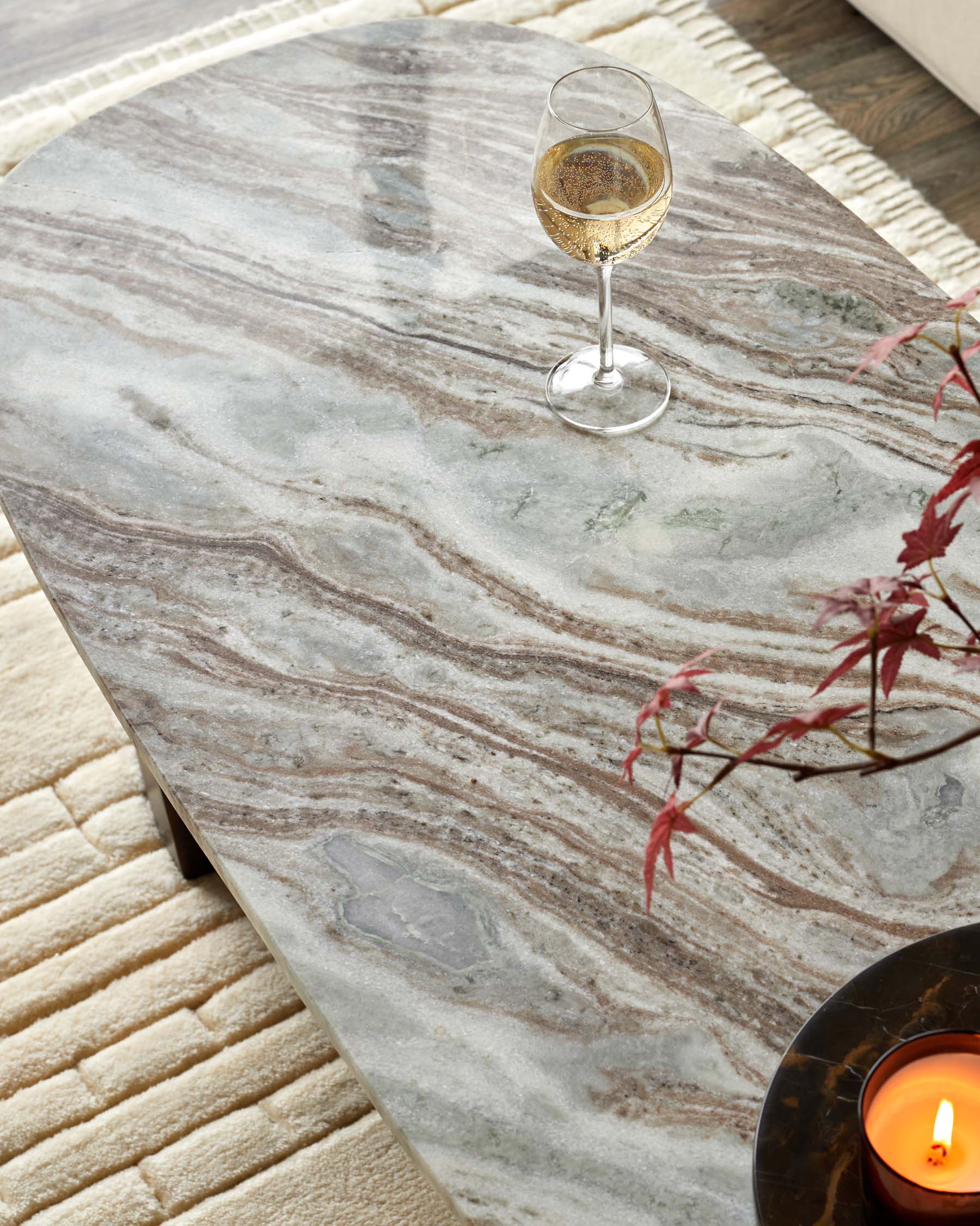 Wood Toronto Marble Coffee Table With Mango Wood