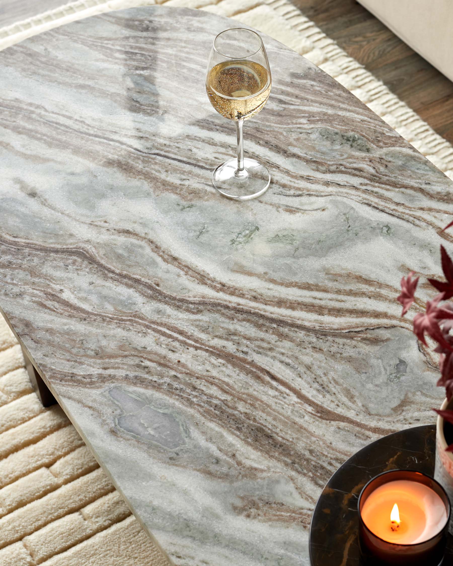Wood Toronto Marble Coffee Table With Mango Wood