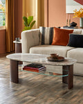 Wood Toronto Marble Coffee Table With Mango Wood