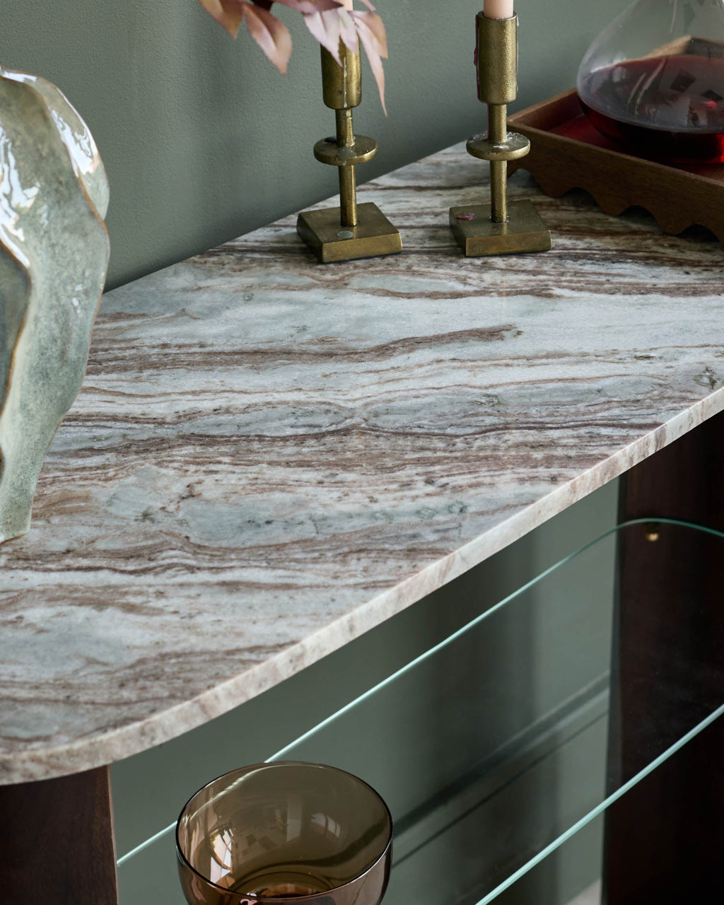 Toronto Marble Dark Wood Console Table for Hallway Living Room