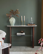 Toronto Marble Dark Wood Console Table for Hallway Living Room