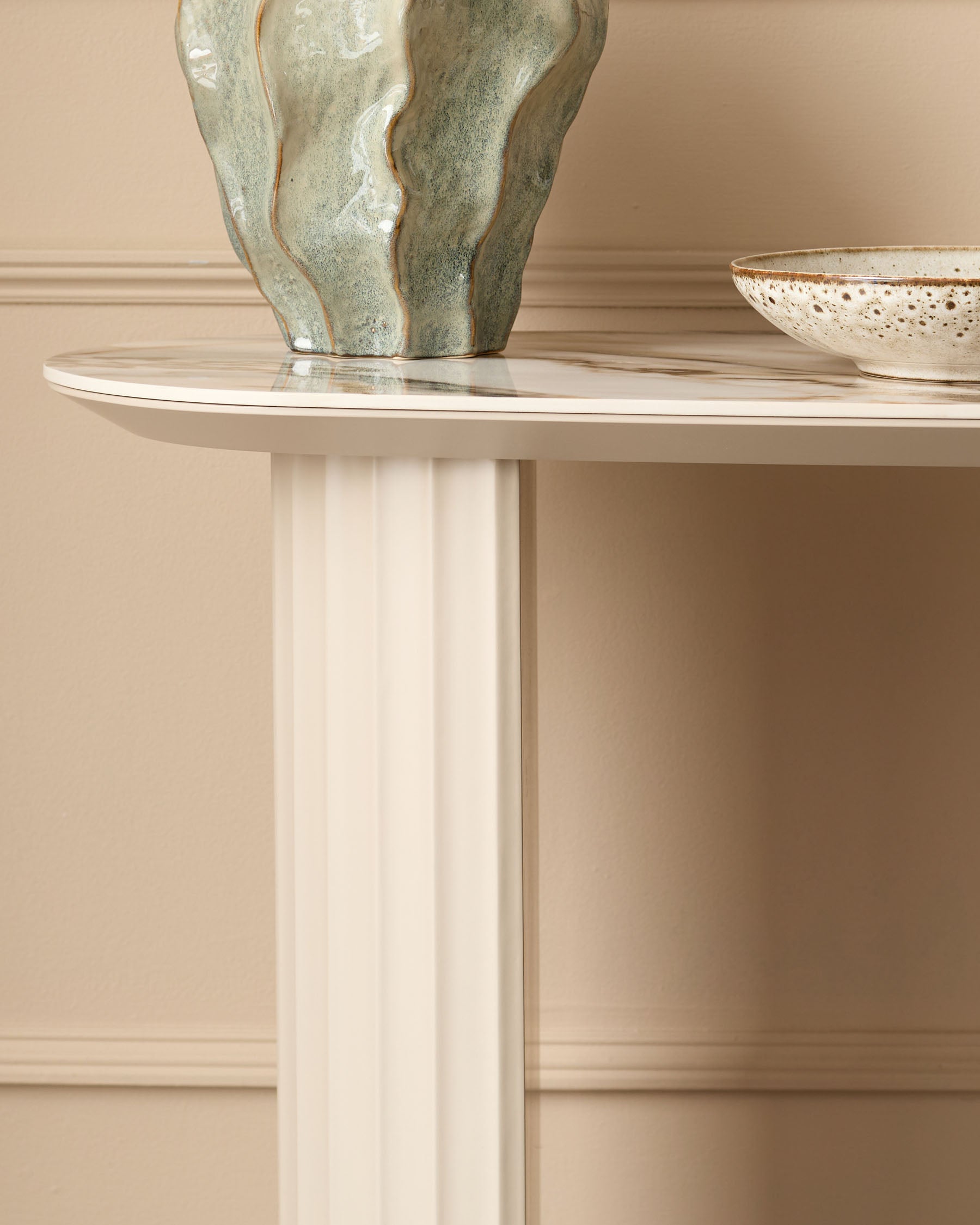 Natural Ceramic Console Table for Hallway Living Room Entryway