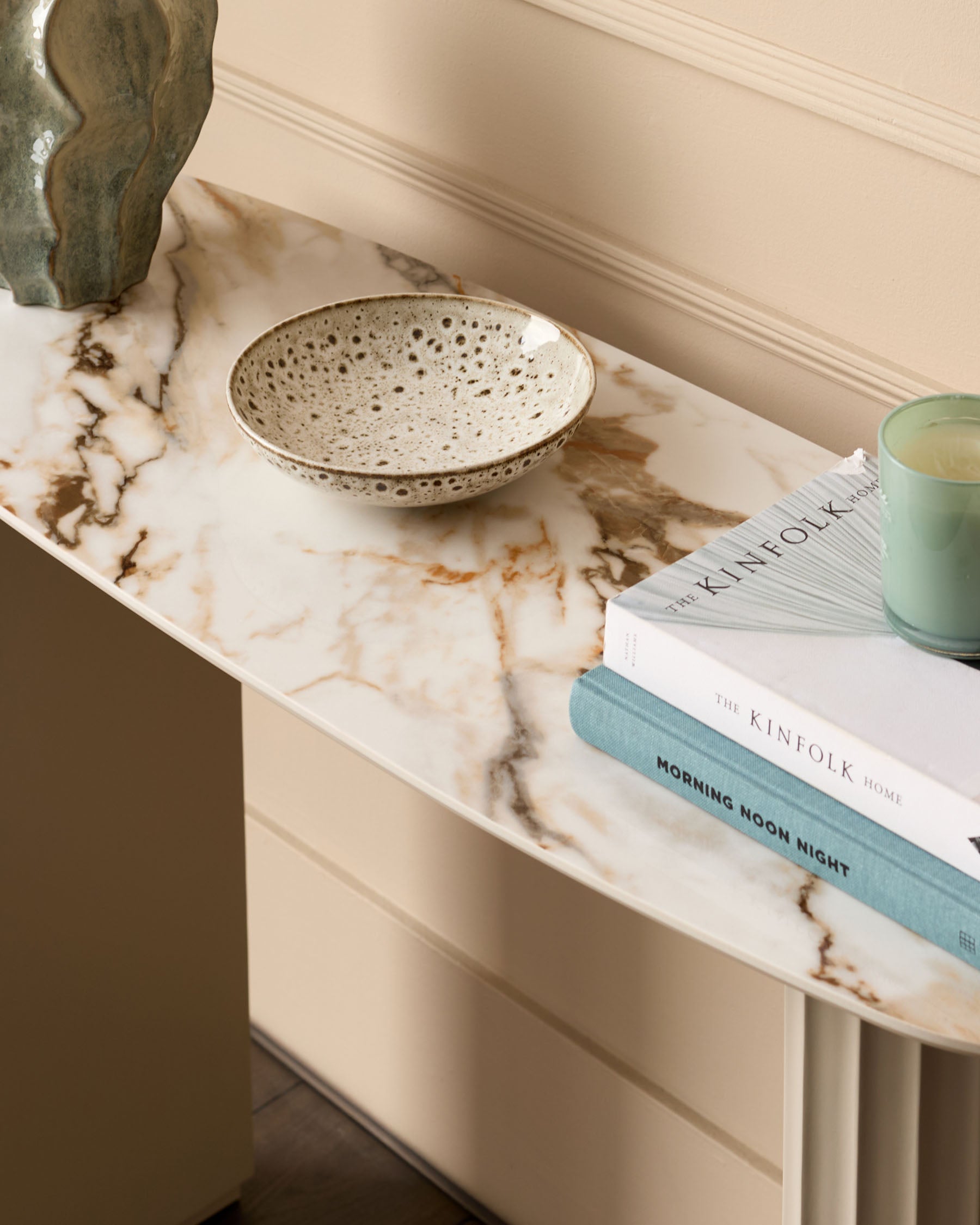 Natural Ceramic Console Table for Hallway Living Room Entryway