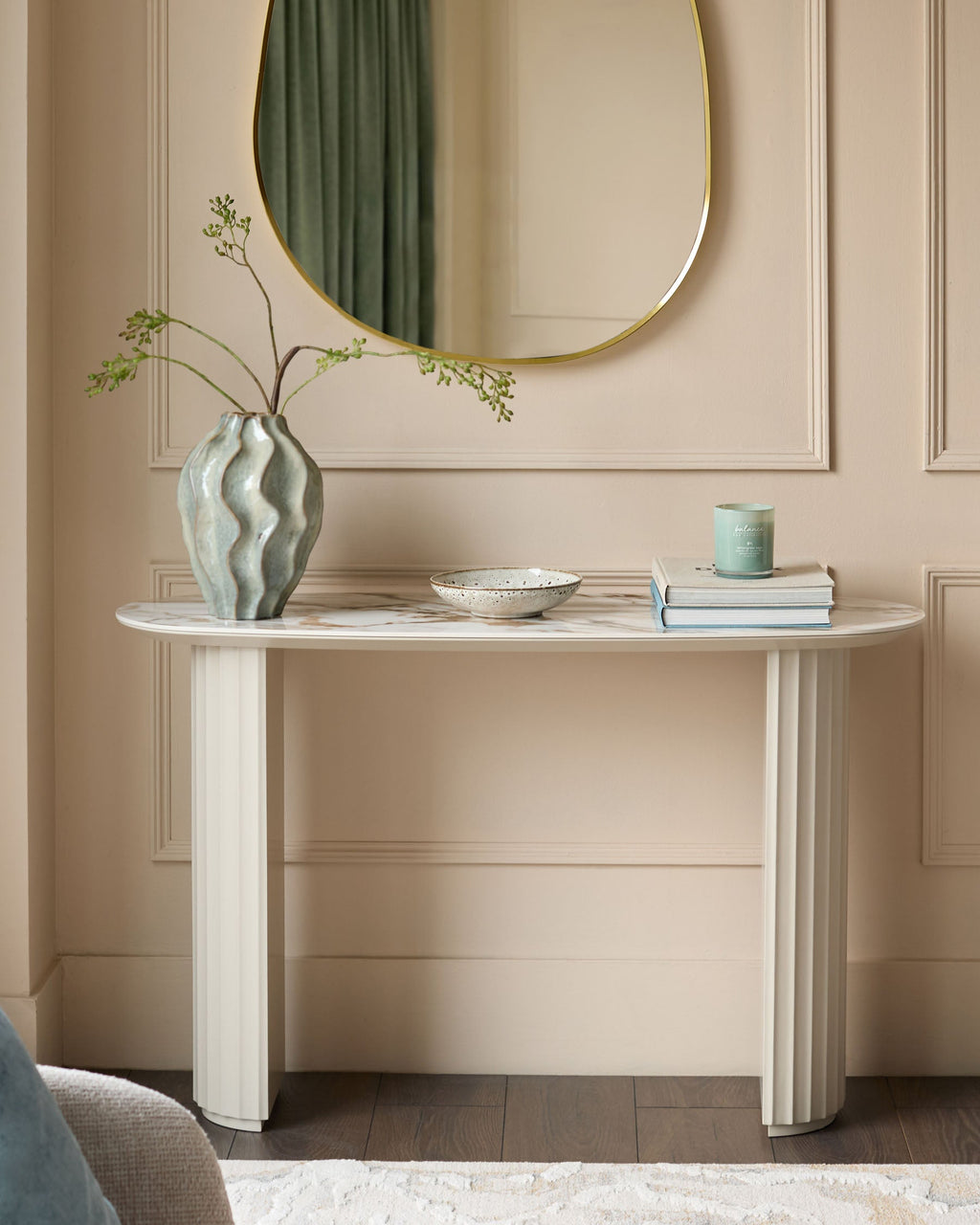 Natural Ceramic Console Table for Hallway Living Room Entryway