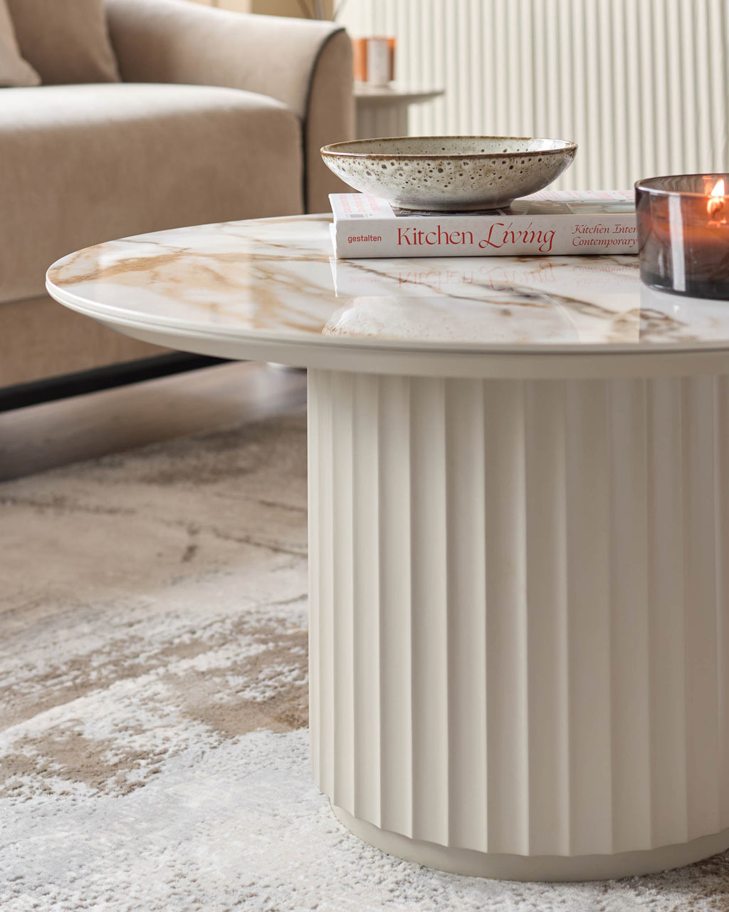 Ceramic Coffee Table And Austin Ceramic Side Table Set