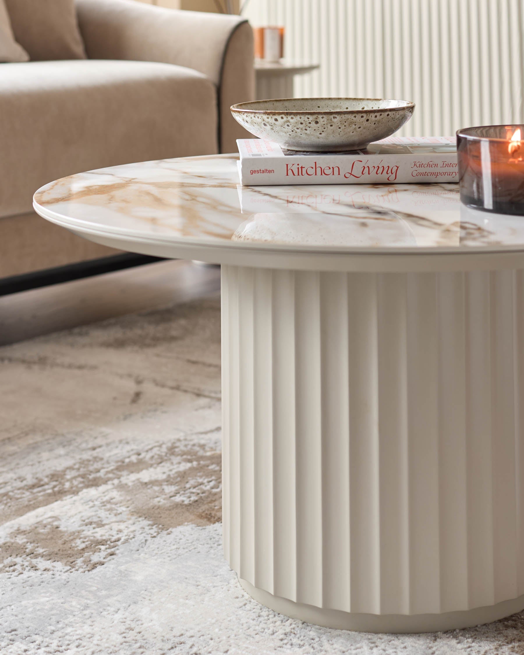 Ceramic Coffee Table And Austin Ceramic Side Table Set