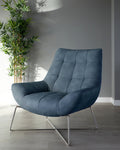 Quilted Navy Faux Leather Accent Chair
