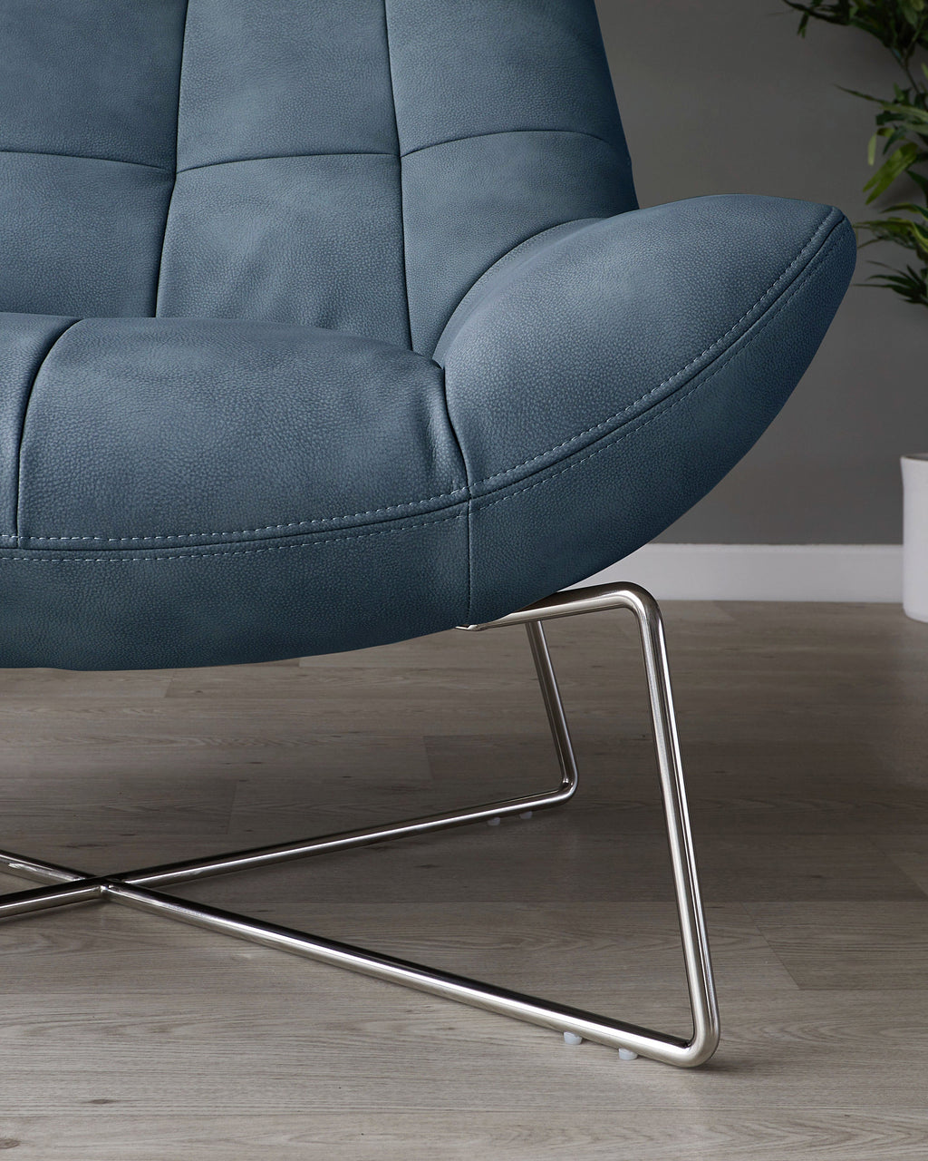 Quilted Navy Faux Leather Accent Chair