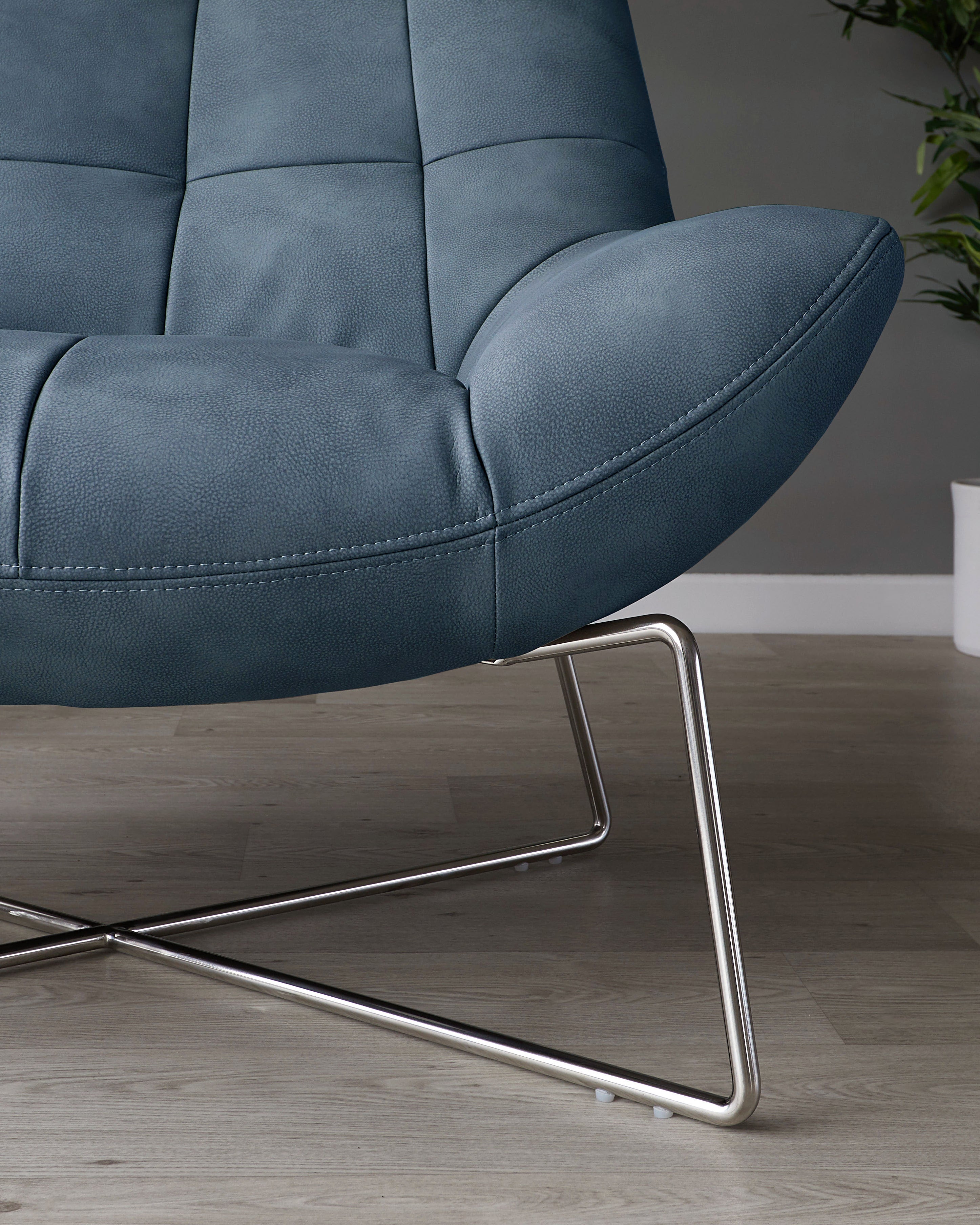 Quilted Navy Faux Leather Accent Chair