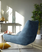 Quilted Navy Faux Leather Accent Chair
