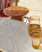 Mango Wood Marble Top Coffee Table for Living Room Spaces