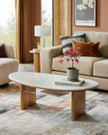 Mango Wood Marble Top Coffee Table for Living Room Spaces