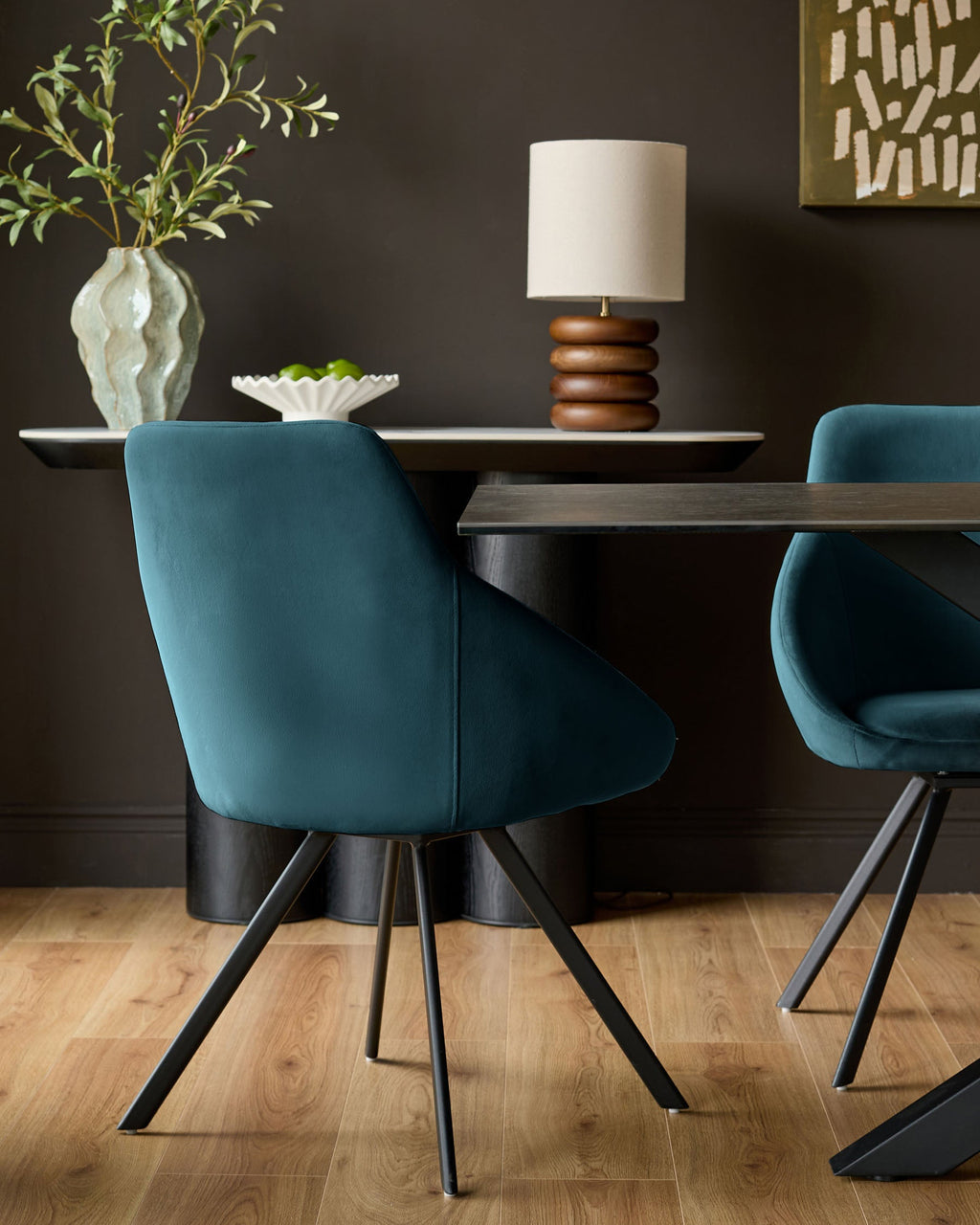 Dark Teal Velvet Swivel Chair
