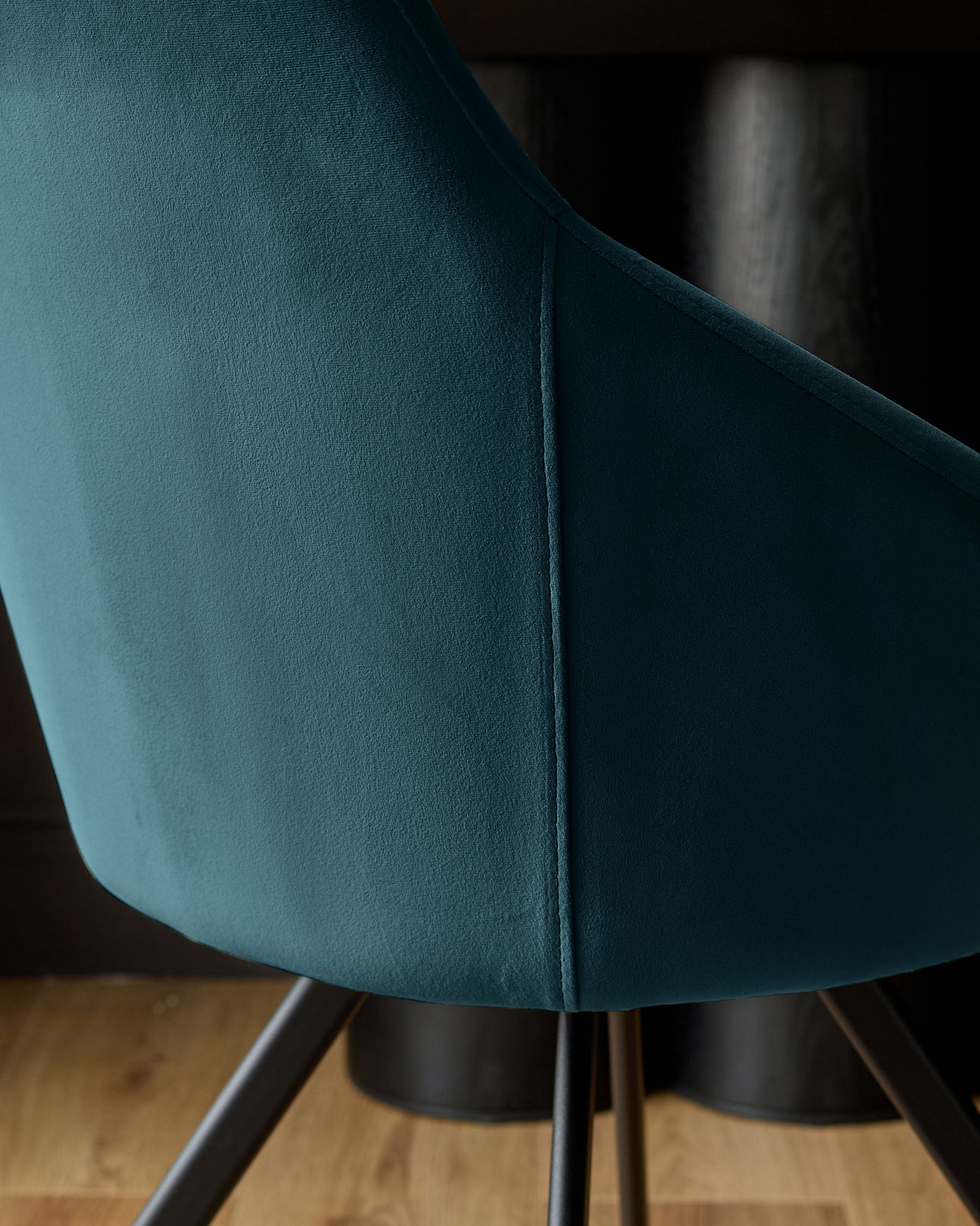 Dark Teal Velvet Swivel Chair