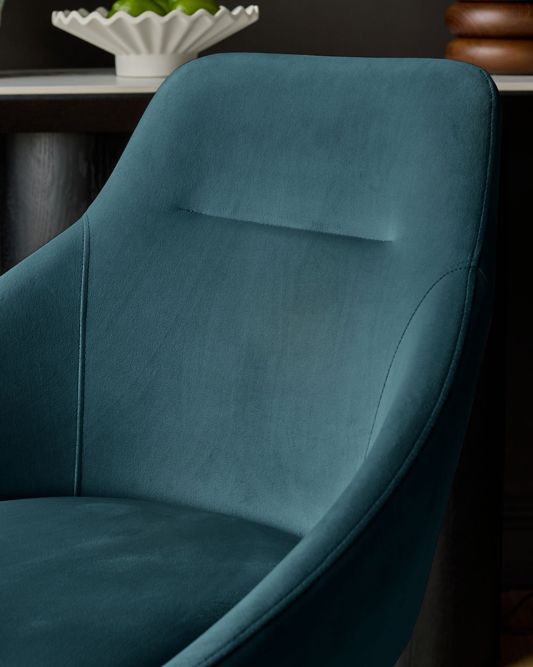 Dark Teal Velvet Swivel Chair