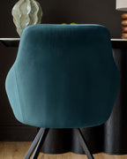 Dark Teal Velvet Swivel Chair
