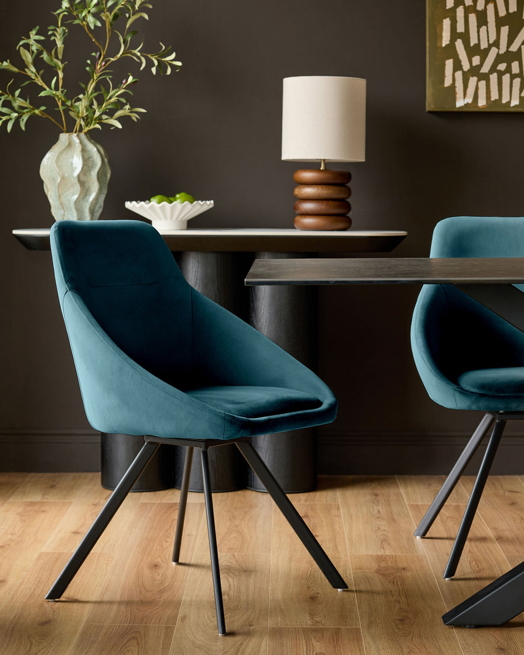 Dark Teal Velvet Swivel Chair