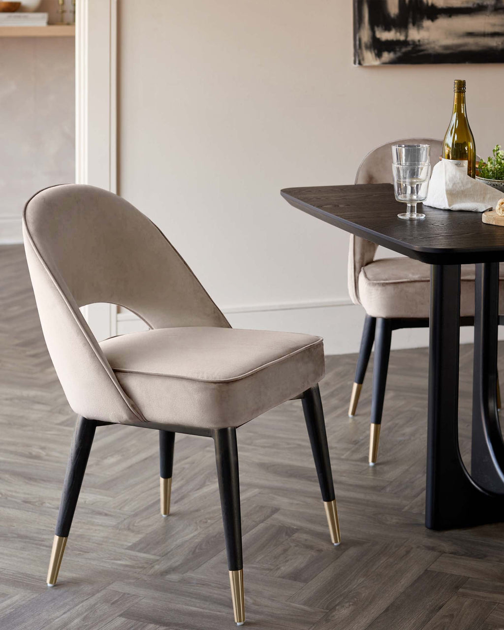 Clover Champagne Velvet Dining Chair