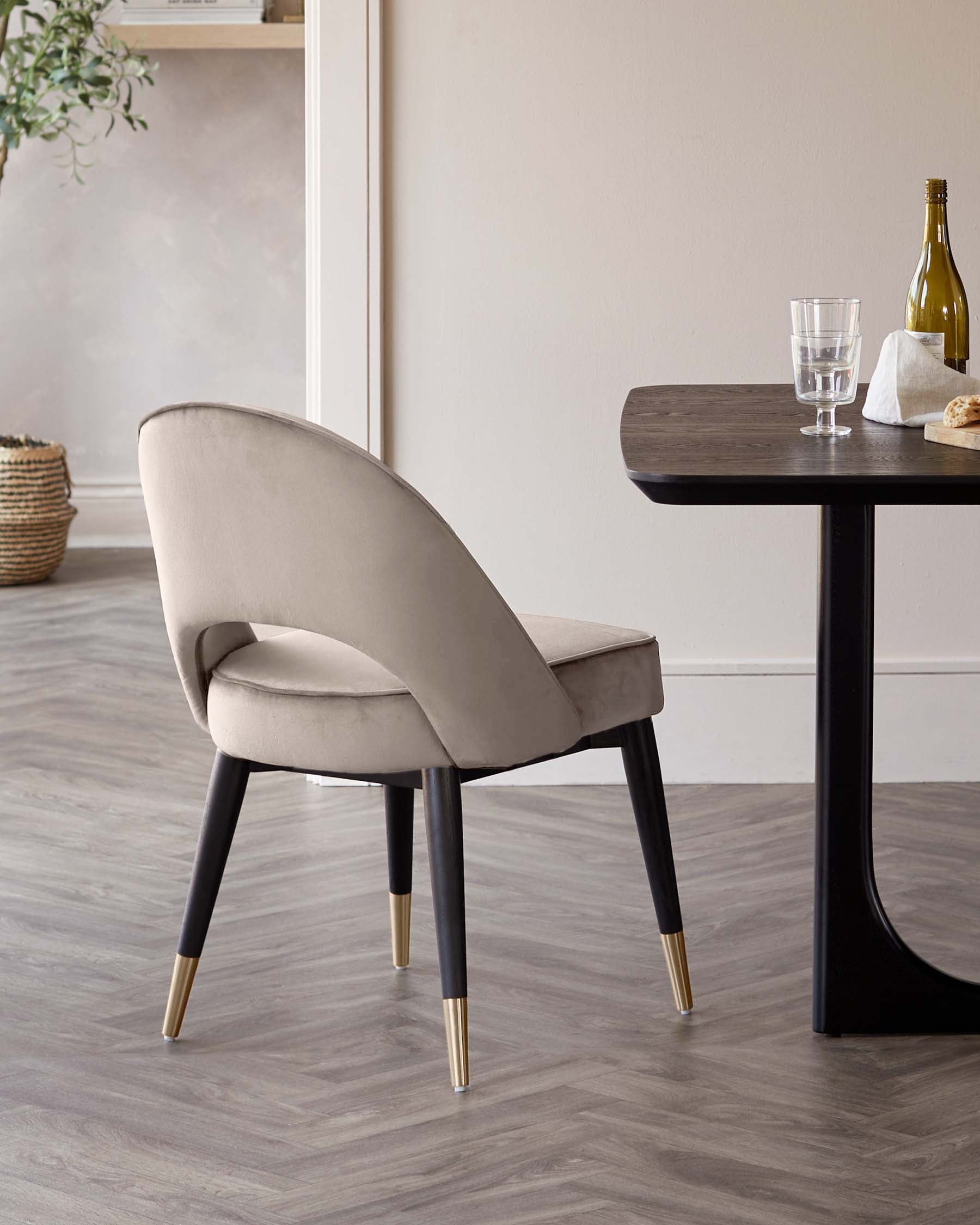 Clover Champagne Velvet Dining Chair