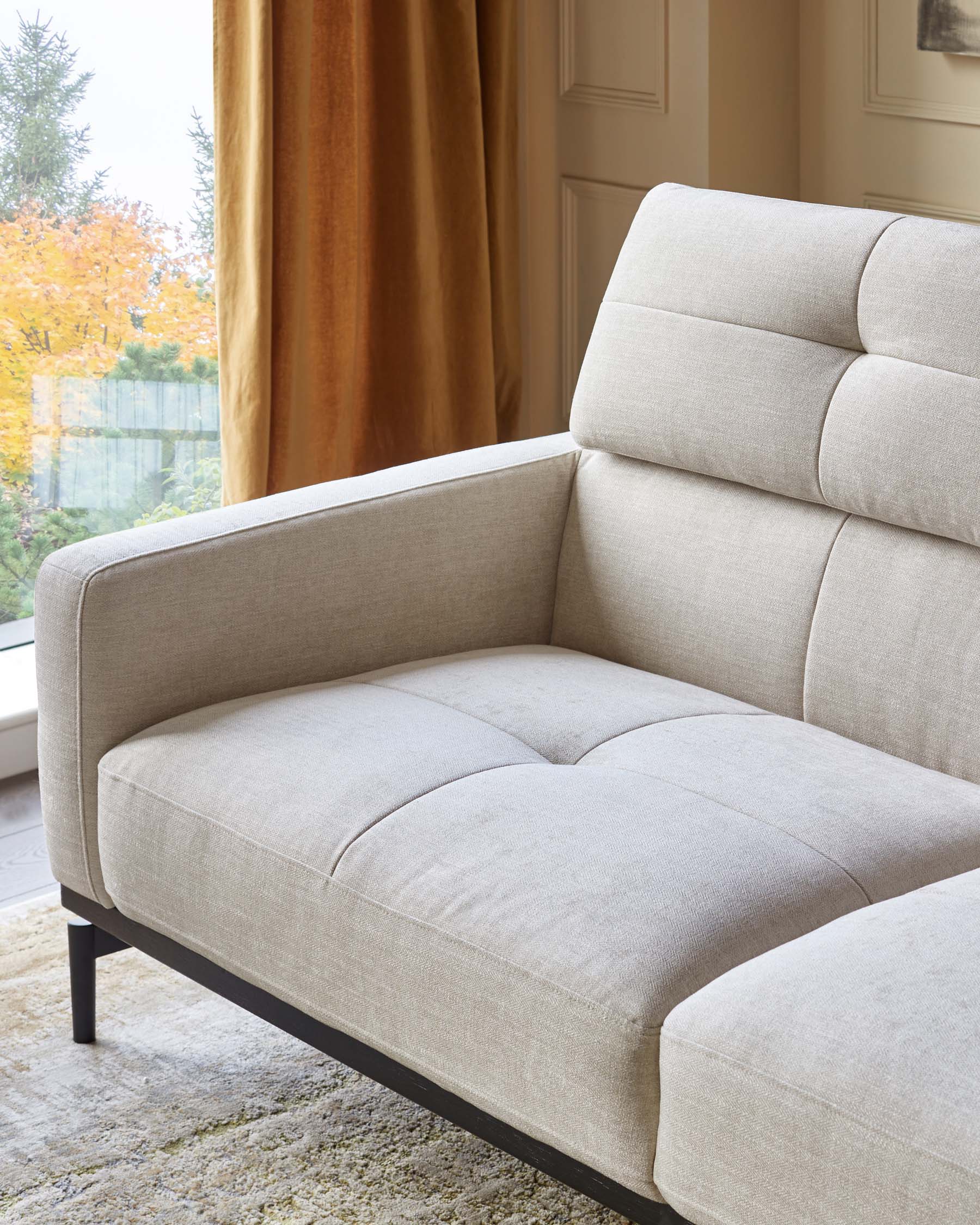 Ivory Chenille Two-seater Sofa For Living Room