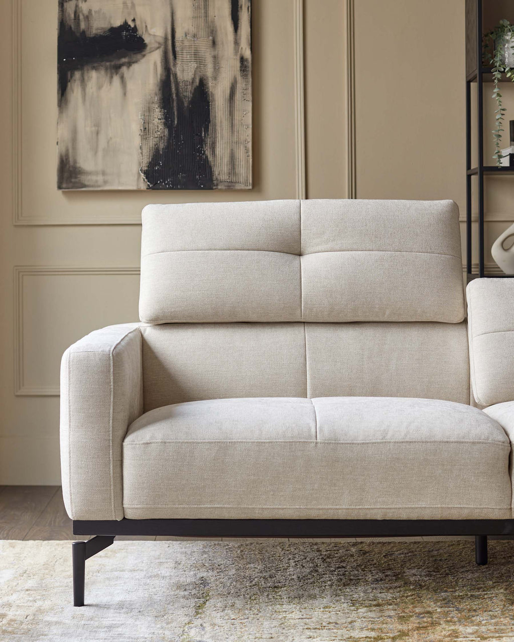 Ivory Chenille Two-seater Sofa For Living Room