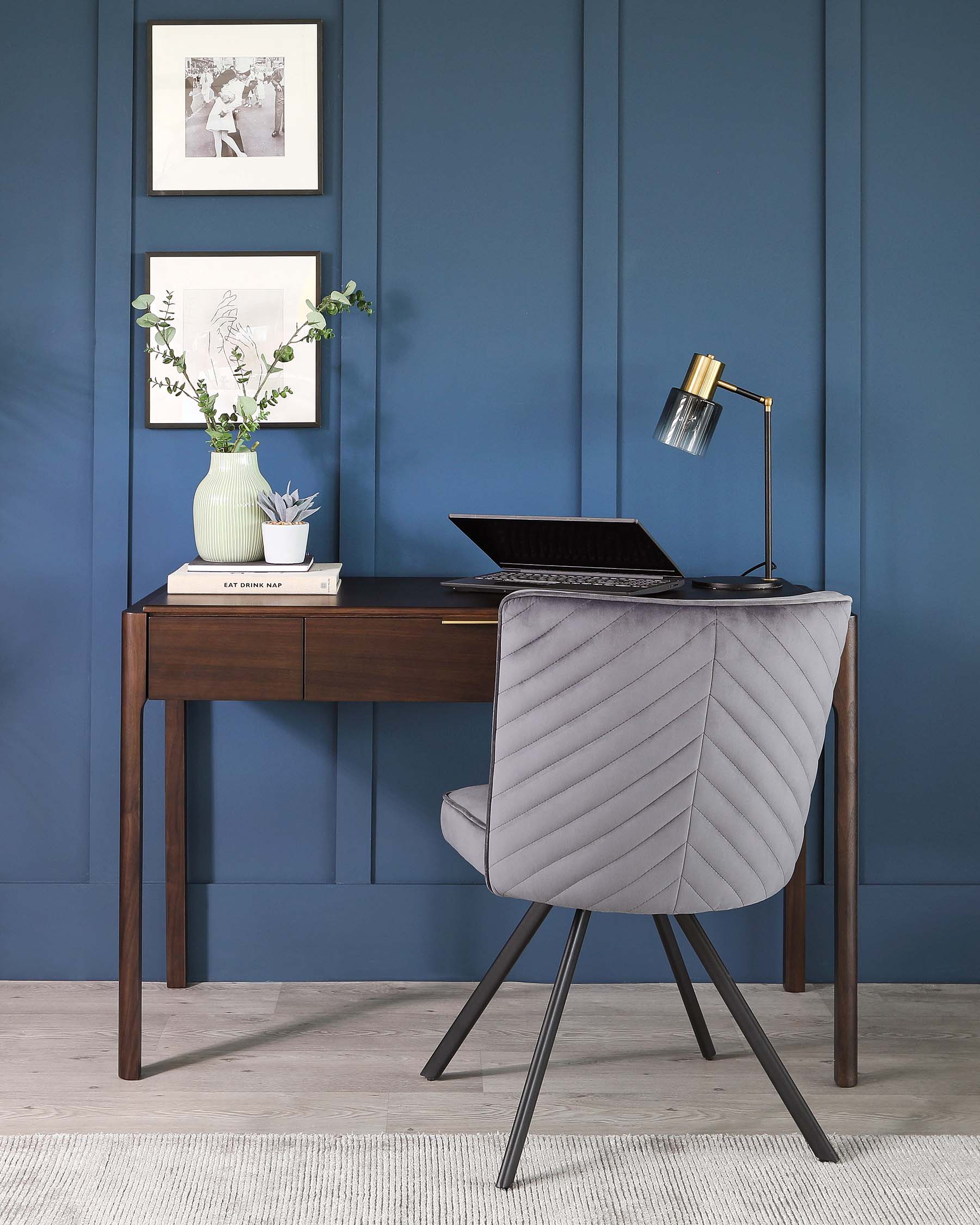 Serena Dark Grey Velvet Swivel Chair