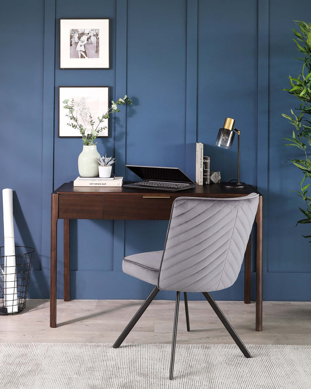 Serena Dark Grey Velvet Swivel Chair
