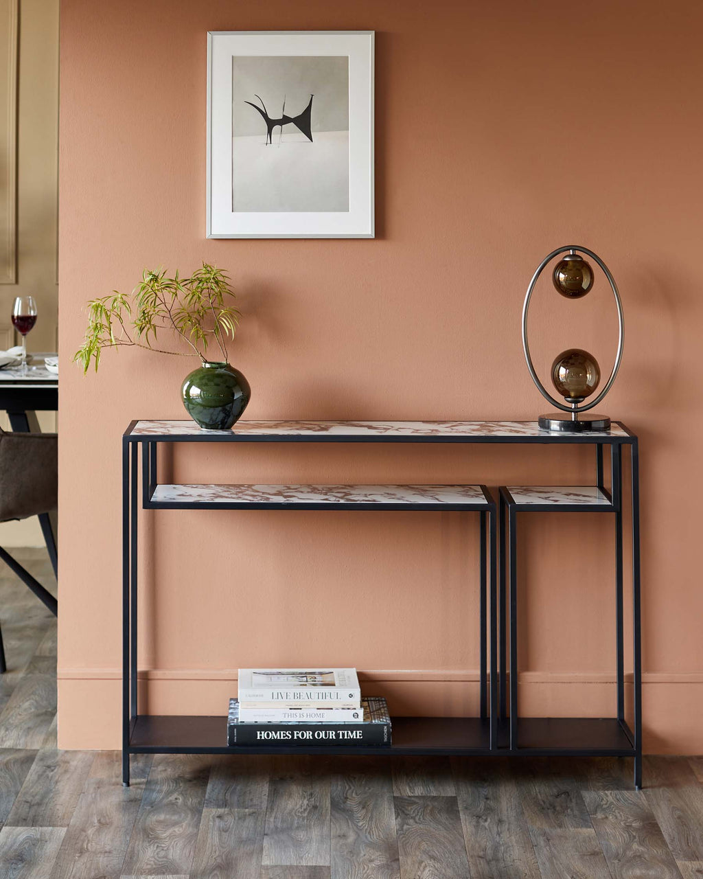 White Calacatta Ceramic Console Table for Hallway Living Room Entryway