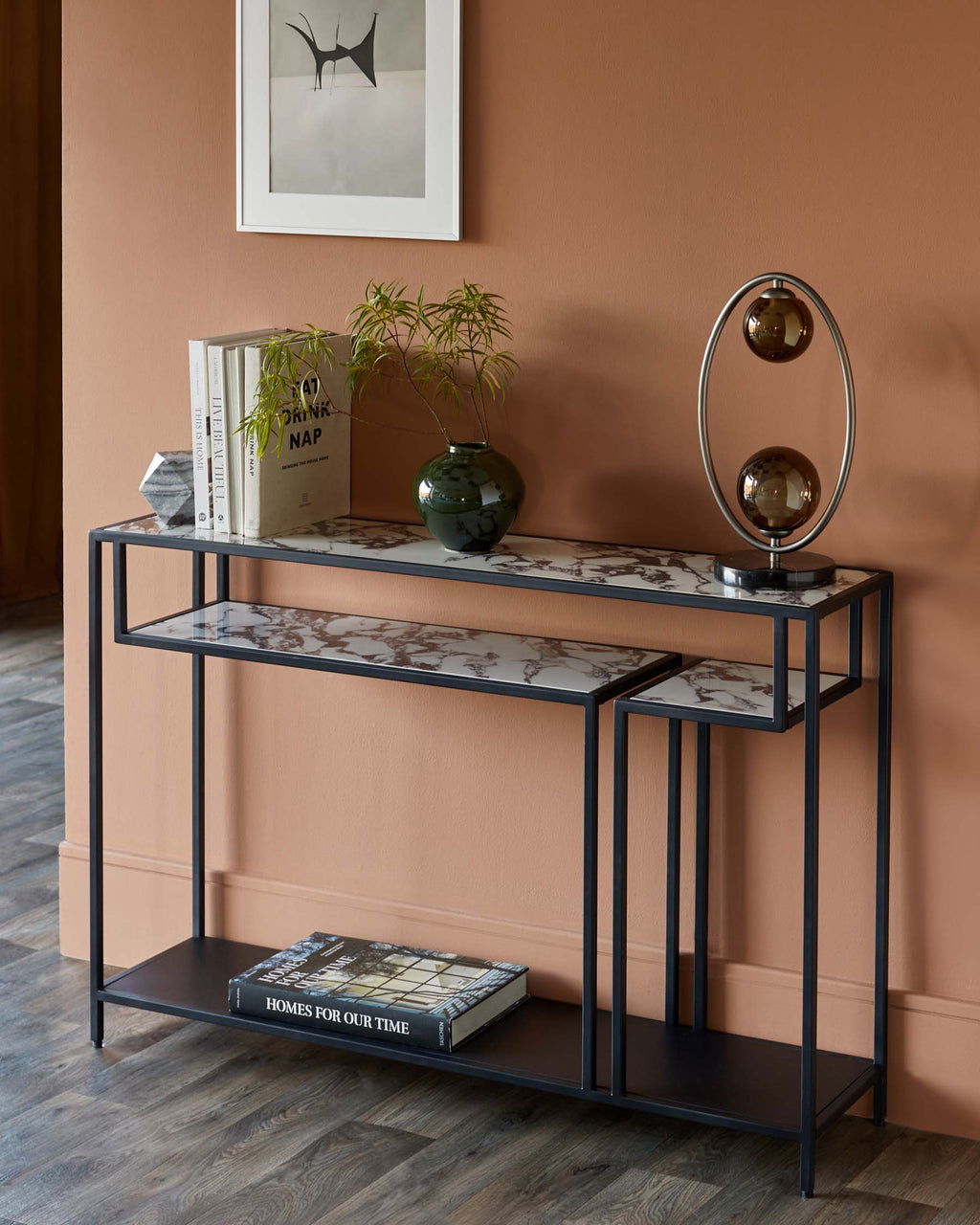 White Calacatta Ceramic Console Table for Hallway Living Room Entryway