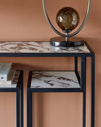 White Calacatta Ceramic Console Table for Hallway Living Room Entryway