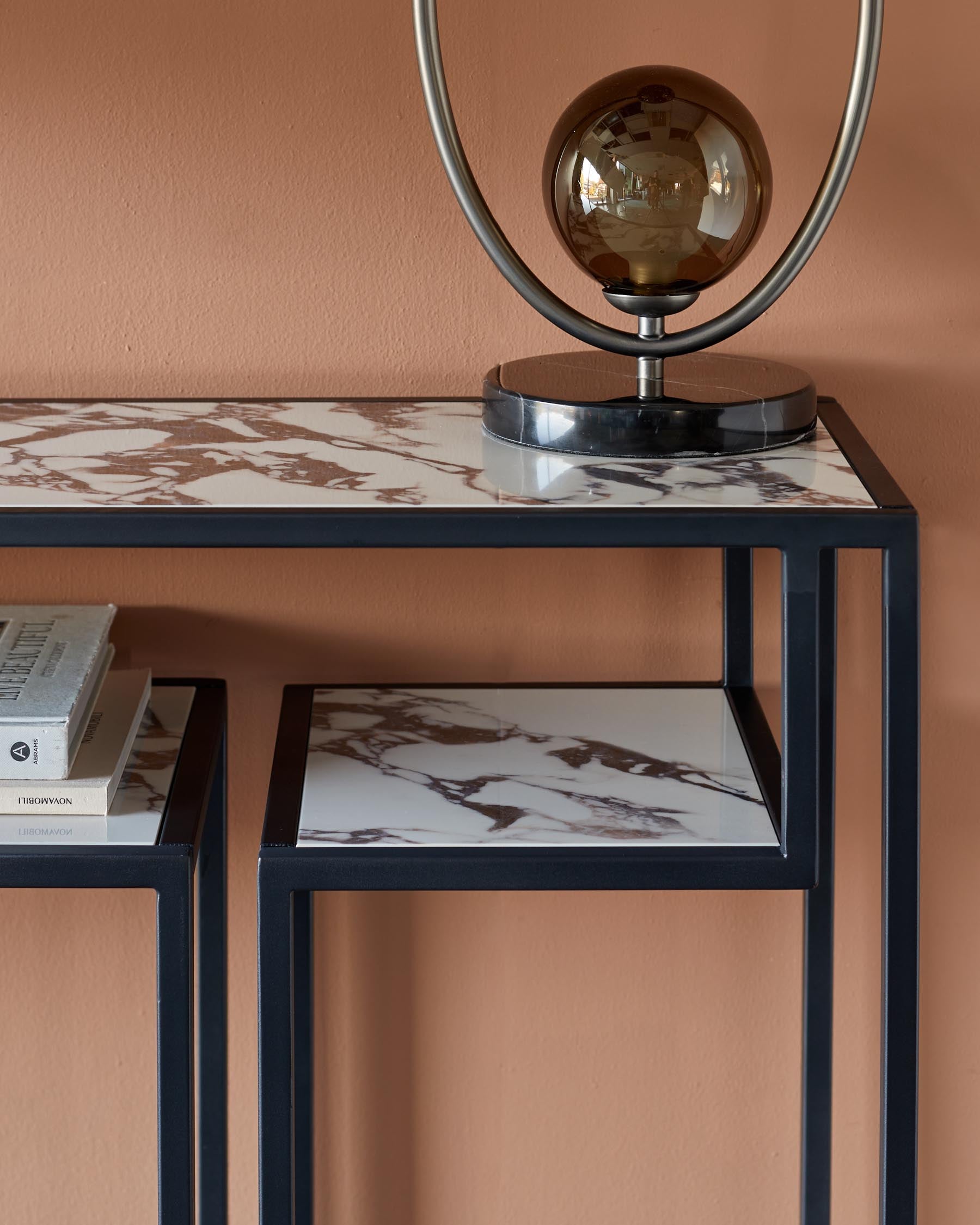 White Calacatta Ceramic Console Table for Hallway Living Room Entryway