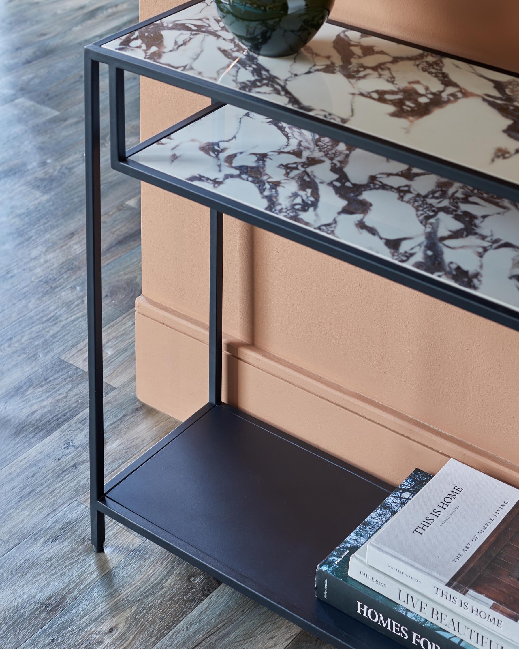 White Calacatta Ceramic Console Table for Hallway Living Room Entryway
