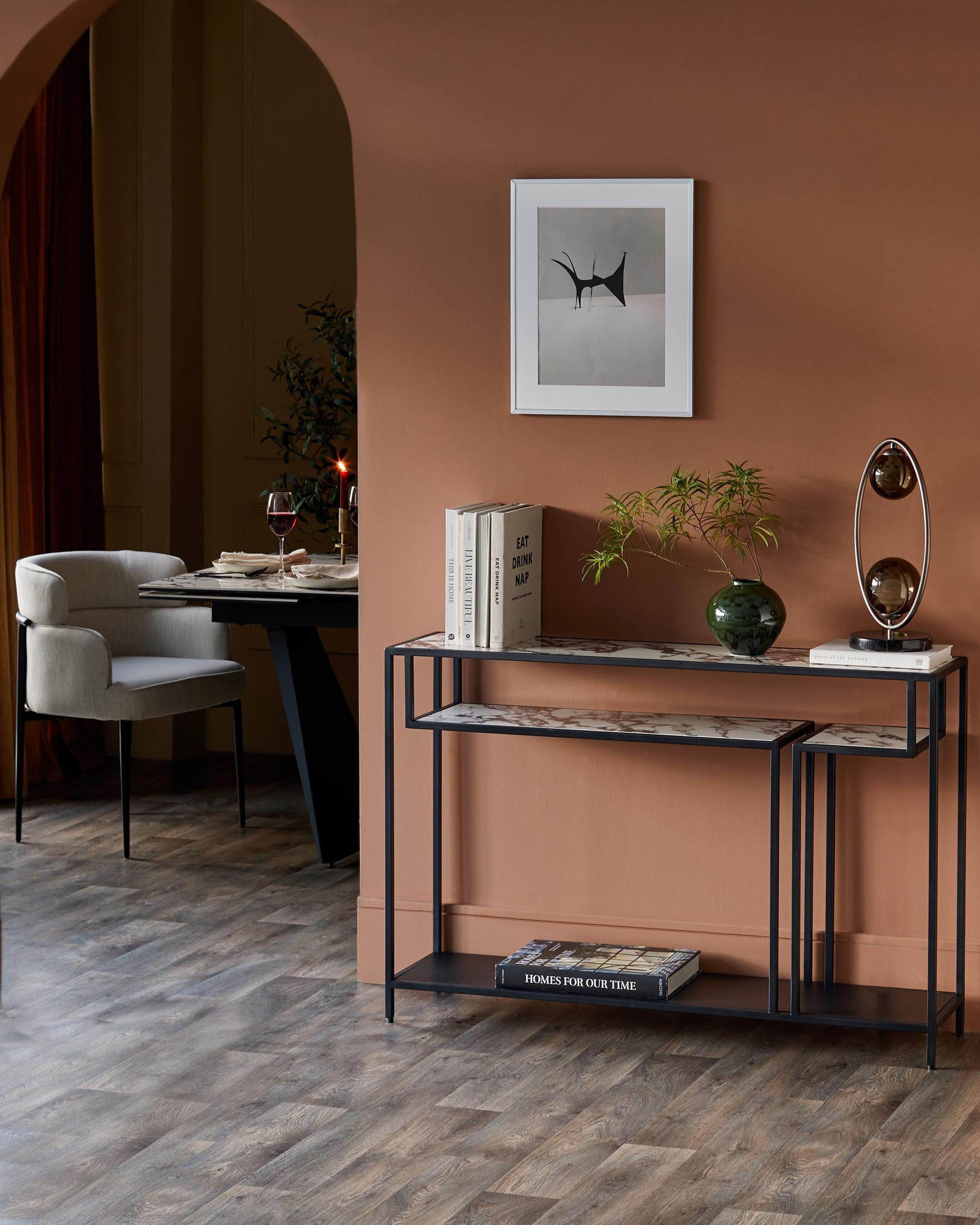 White Calacatta Ceramic Console Table for Hallway Living Room Entryway