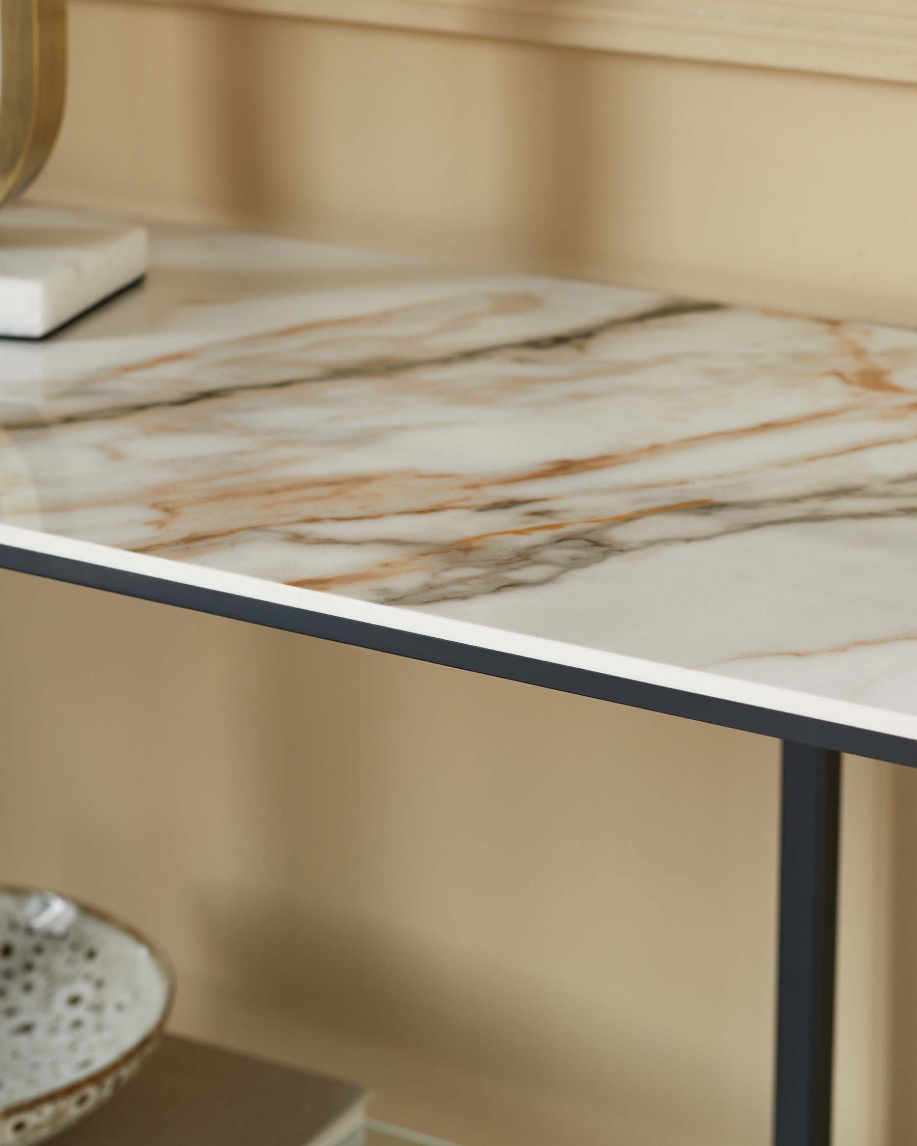 Natural Ceramic Small Console Table for Hallway Living Room Entryway
