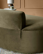 Olive Green Velvet Two-seater Sofa For Living Room