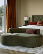 Olive Green Velvet Two-seater Sofa For Living Room