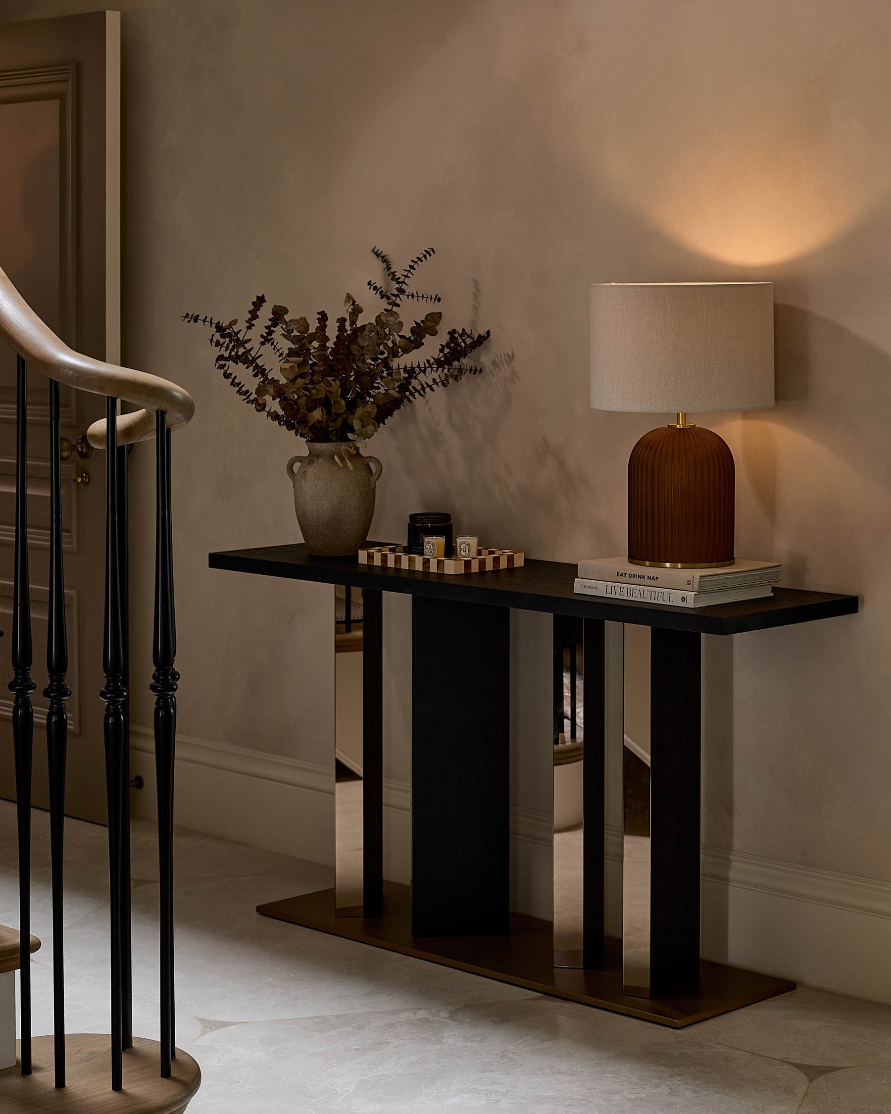 Black Ash Console Table for Hallway Living Room Entryway