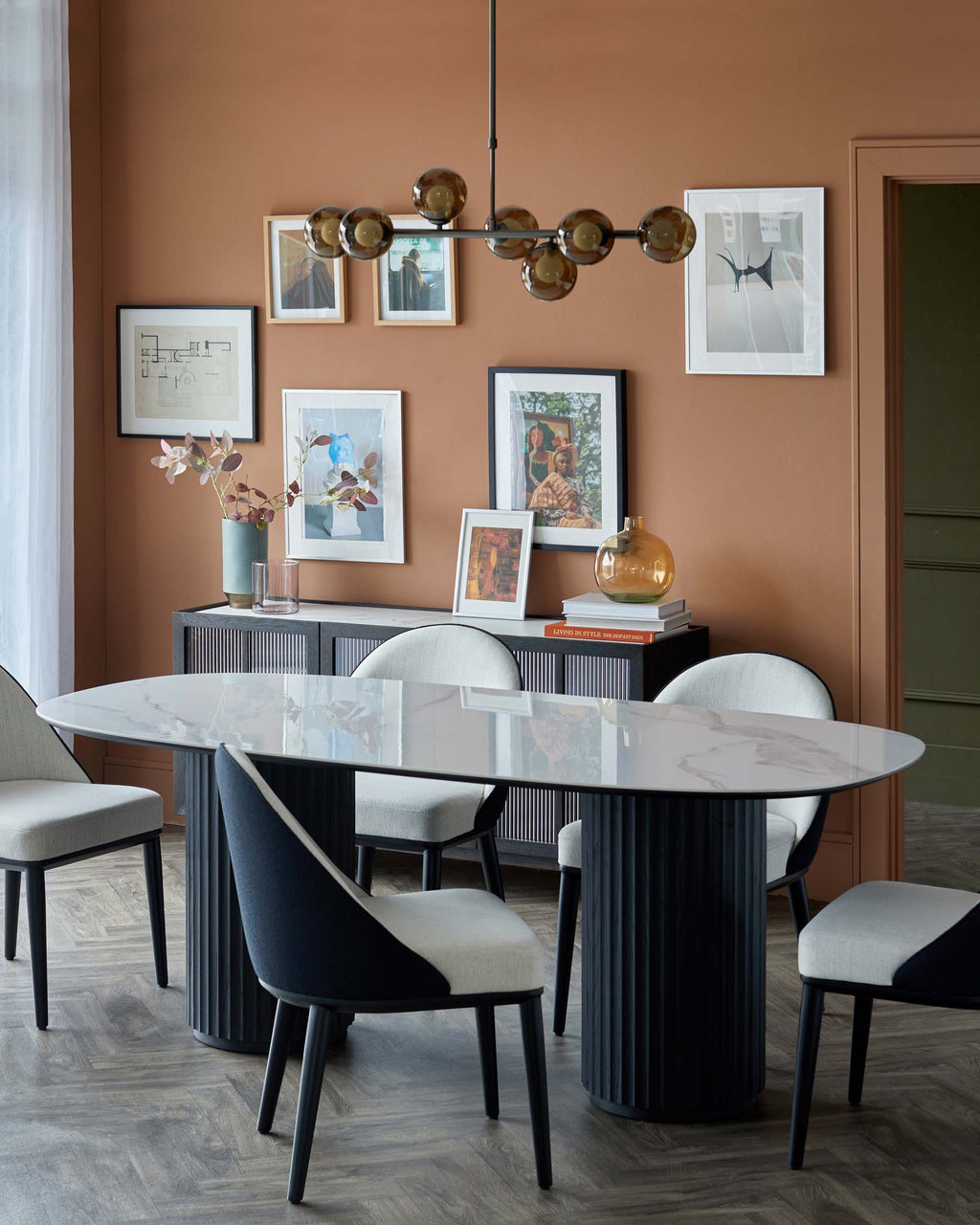 Black mixed material dining chair for Modern Homes