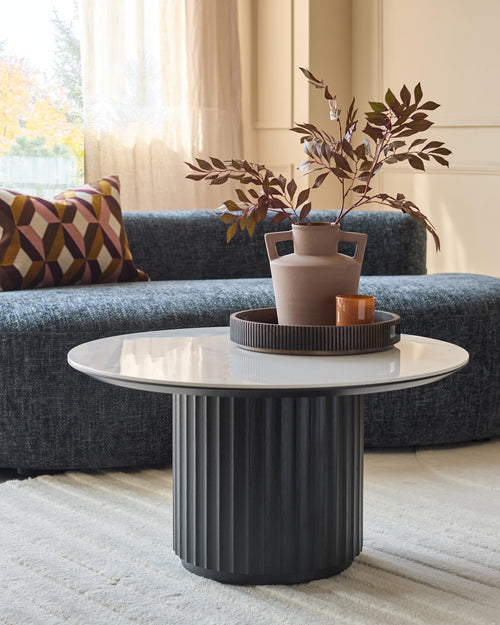 Ceramic coffee table and ceramic side table set