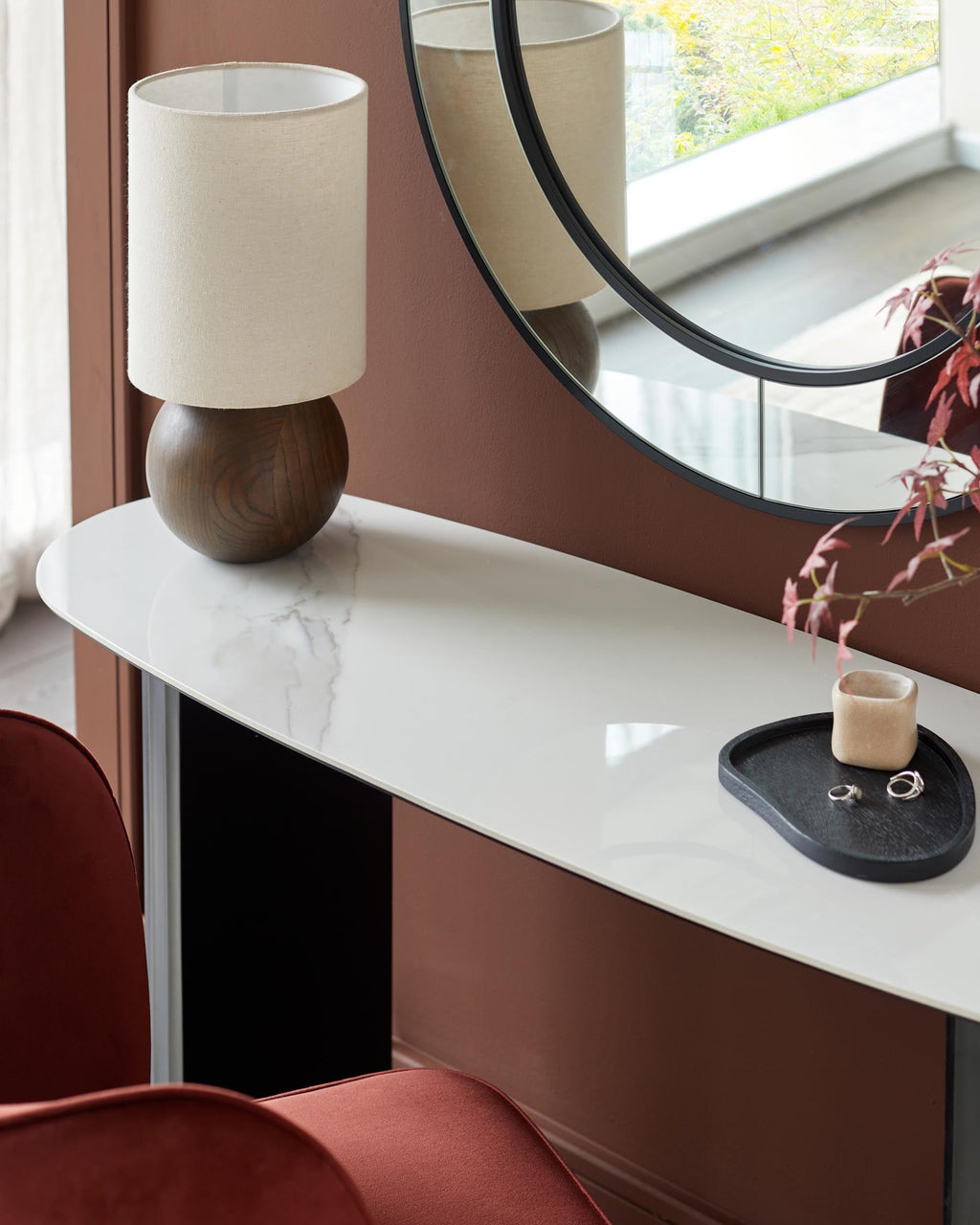 White Ceramic Console Table for Hallway Living Room Entryway