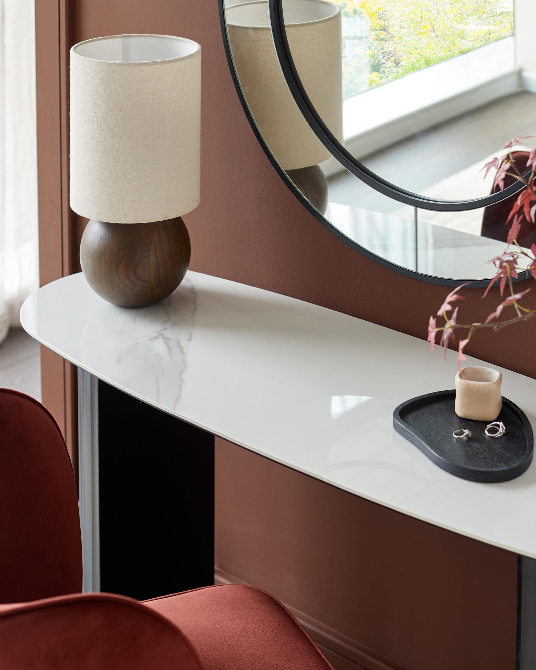 White Ceramic Console Table for Hallway Living Room Entryway