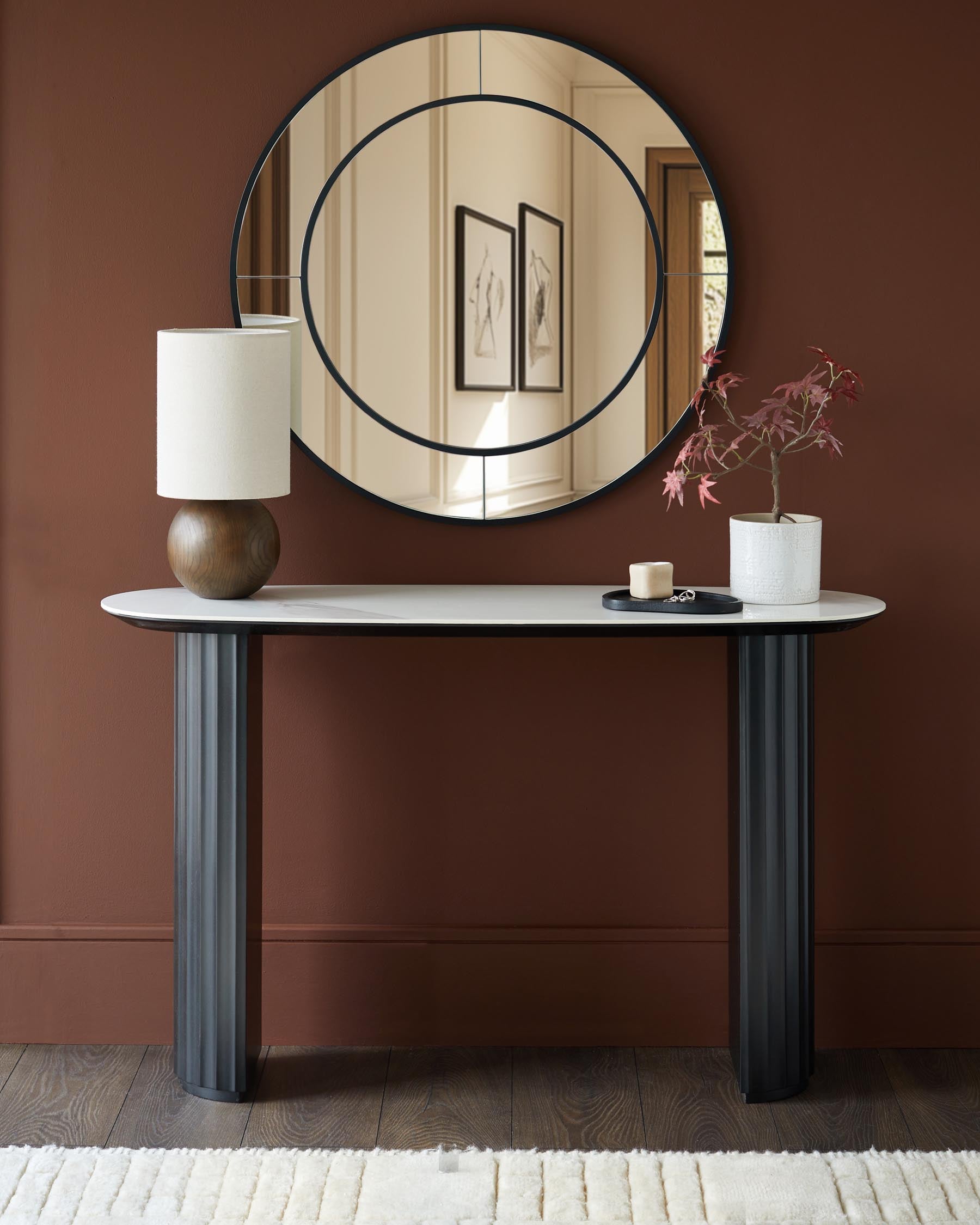 White Ceramic Console Table for Hallway Living Room Entryway
