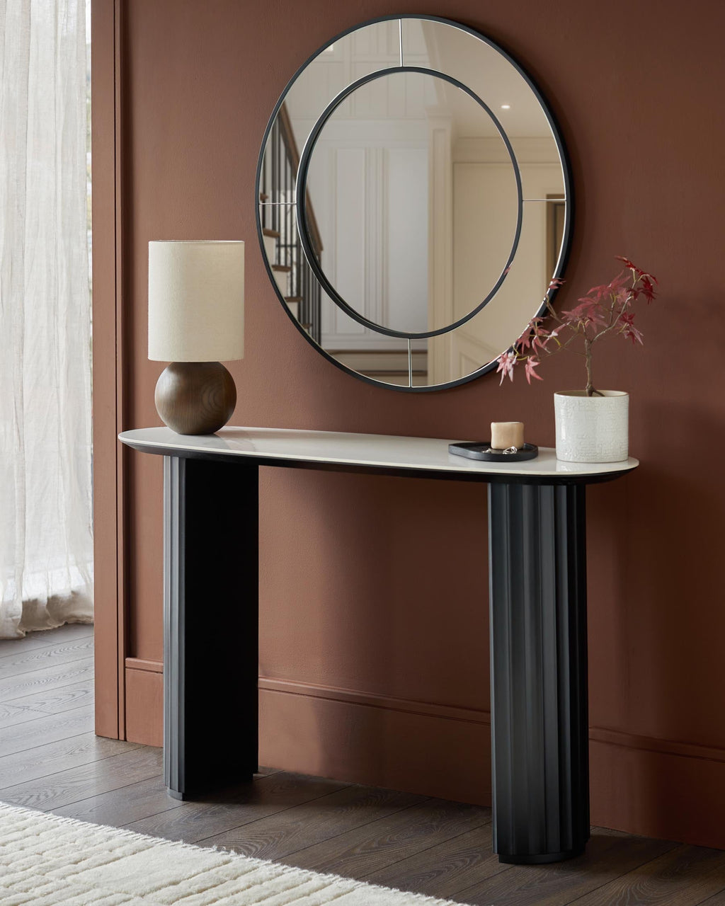 White Ceramic Console Table for Hallway Living Room Entryway