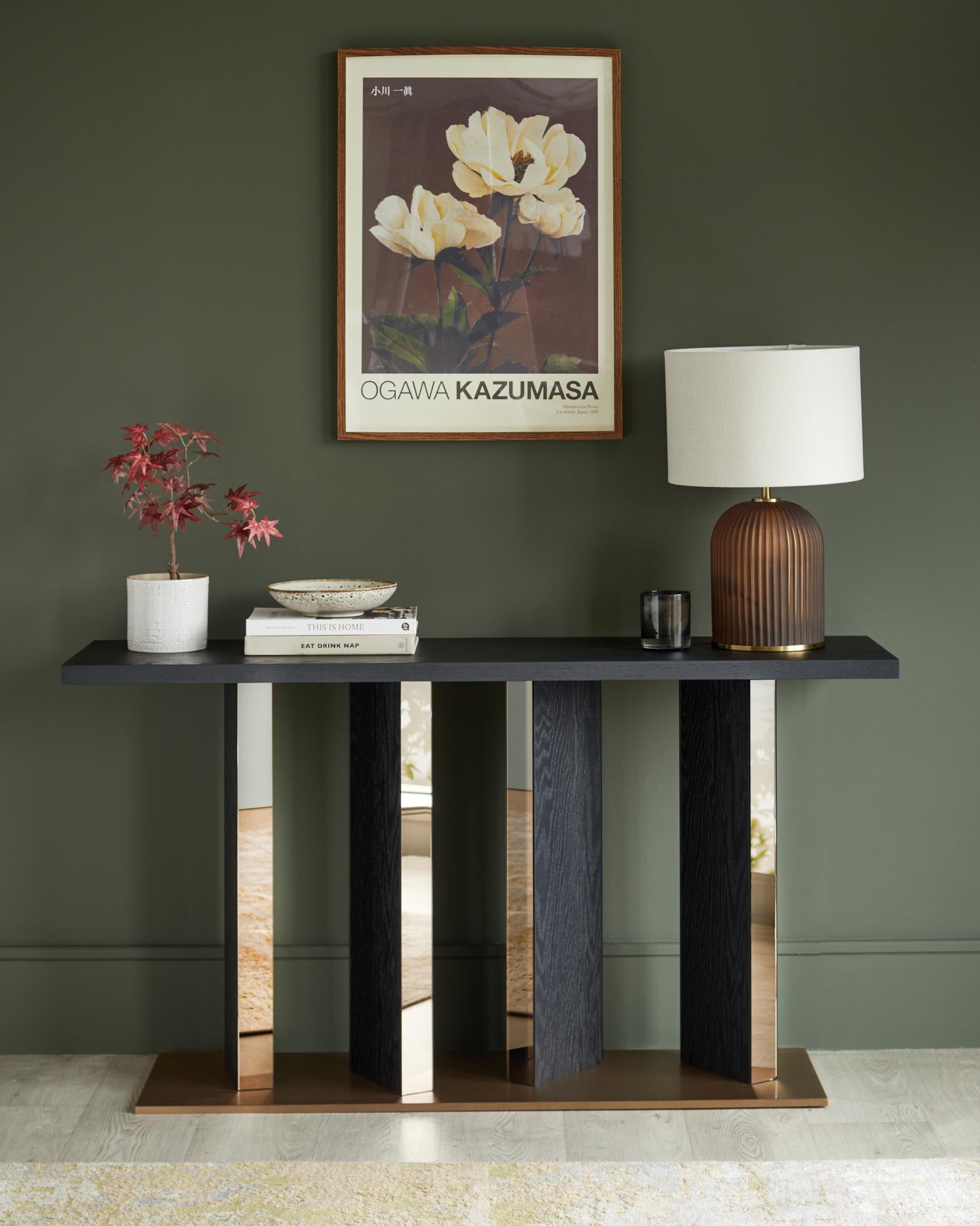 Black Ash Console Table for Hallway Living Room Entryway